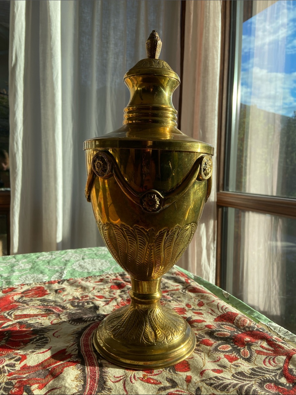 Beautiful Ornate Nora Fenton Design Brass Trophy Urn - Vintage